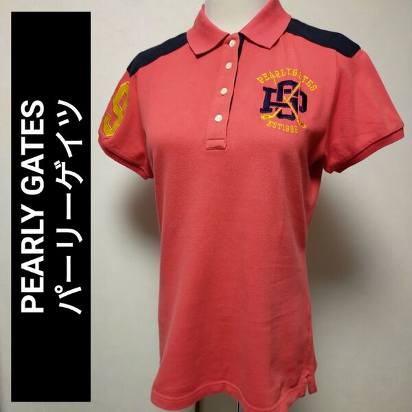 PEARLY GATES パーリーゲイツ レディース 半袖 ポロシャツ トップス レッド系 サイズ2