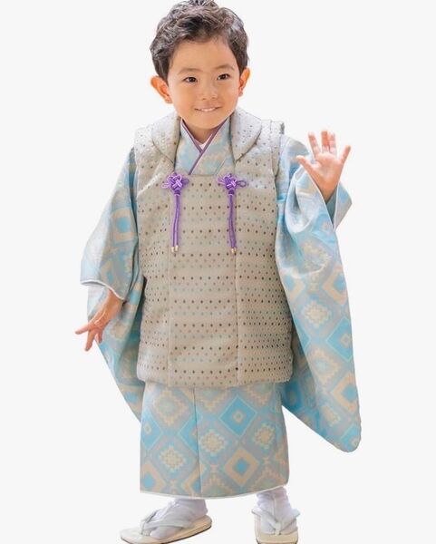 京のみやび 七五三 男の子 水色 女の子 着物 双子 被布セット お祝い 可愛い