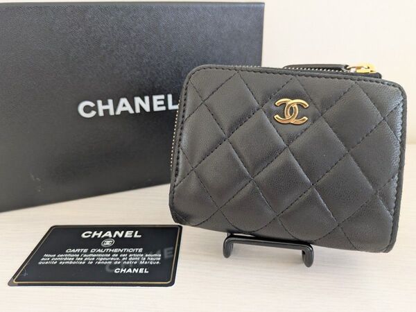 【美品・正規品】CHANEL コインケース ラウンドジップ ブラック