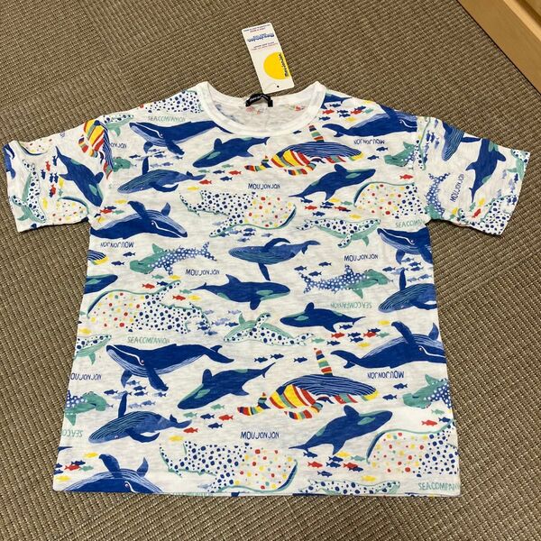 moujonjon クジラ柄Tシャツ ホワイト系 新品未使用 130cm 日本製