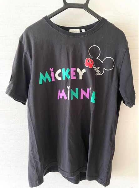 ディズニー 半袖Tシャツ ブラック ミッキーマウス ミニーマウス 男女兼用2L〜3L 大きめサイズ