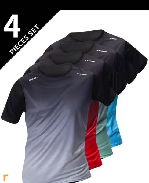 吸汗 Tシャツ 接触冷感 速乾性 通気性 伸縮性 カジュアルスポーツシャツ 4枚セット 半袖 ジム トレーニング 等