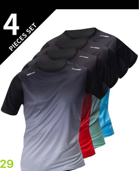 吸汗 Tシャツ 接触冷感 速乾性 通気性 伸縮性 カジュアルスポーツシャツ 4枚セット 半袖 ジム トレーニング 等