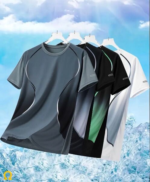 吸汗 Tシャツ 接触冷感 速乾性 通気性 伸縮性 カジュアルスポーツシャツ 4枚セット 半袖 ジム トレーニング 等