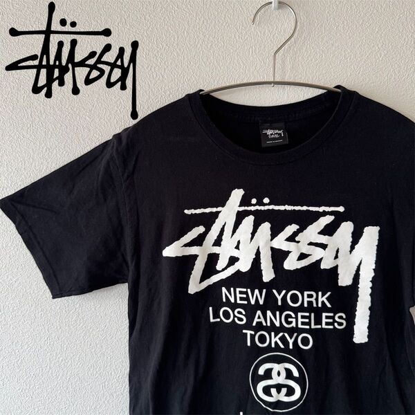 【完売モデル】 stussy 定番モデル ストリート ステューシー 両面プリント ブラック 半袖Tシャツ STUSSY