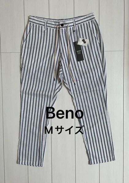 Benoメンズパンツ 白地×ネイビーストライプ Mサイズ