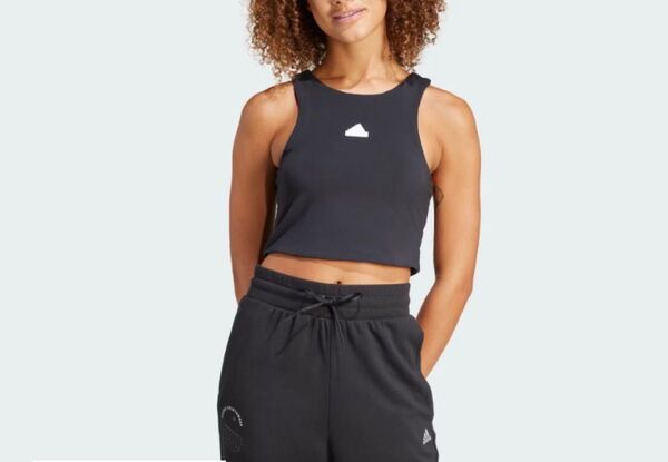adidas アディダス シティエスケープ クロップ タンクトップ ブラック ノースリーブ スタジオ ジム レズミルズレッスンにも