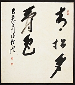 1961☆肉筆色紙・乃村龍澄・書・真言宗・青松多寿色・大覚寺門跡・☆