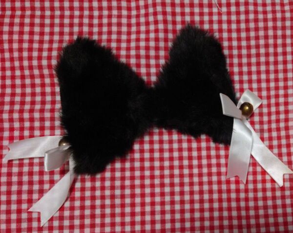 コスプレ用黒猫耳 ネコ耳 ネコミミ クリップタイプ リボン付き 鈴付き 黒ネコ 黒猫 ブラック
