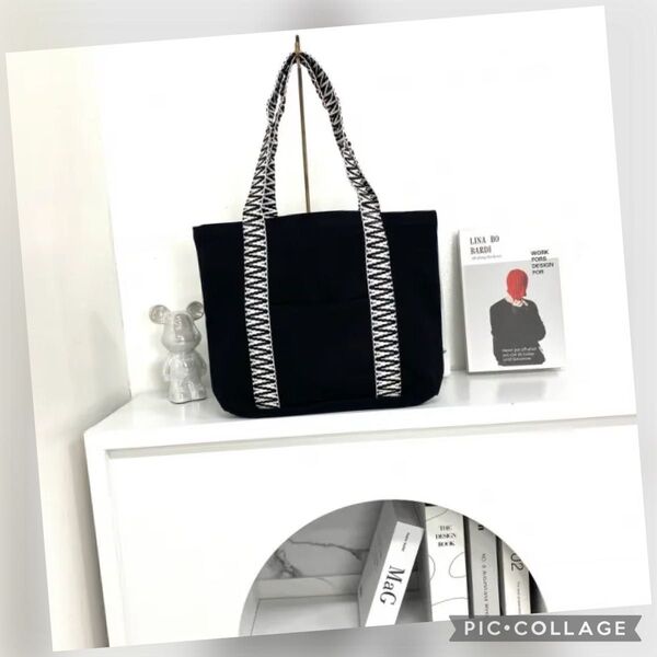 新品 トート バッグ 鞄 黒 ハンドバッグ レディース 大容量 キャンバス 帆布 軽量