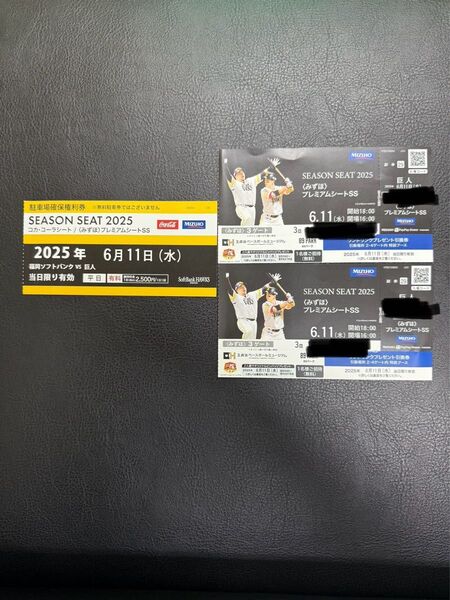 福岡県ソフトバンクVS巨人 ペアチケット 6月11日(水)