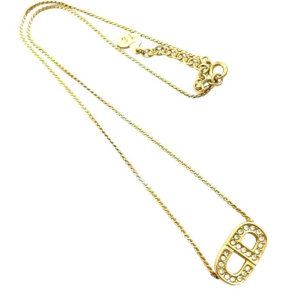 美品・クリスチャンディオール Dior CDラインストーン ロゴネックレス
