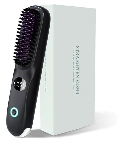 ヒートブラシ コードレス【大容量5000mAh 230g軽量】ヘアアイロン 充電式160~200℃温度調整 3段階調節 (新品)
