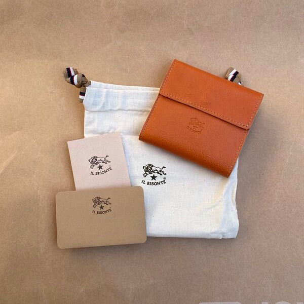 イルビゾンテ 折り財布 ミニ財布 三つ折り財布 コインケース 小銭入れ キャラメル