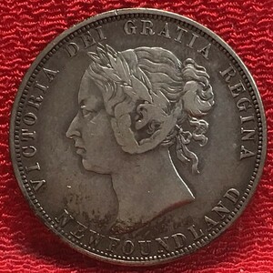 【Eco本舗】1881 VICTORIA DEI GRATIA REGINA NEWFOUNDLAND Canadian Silver 50 Cents シルバー コイン 古銭 アンティーク 銀貨 [x-y5]