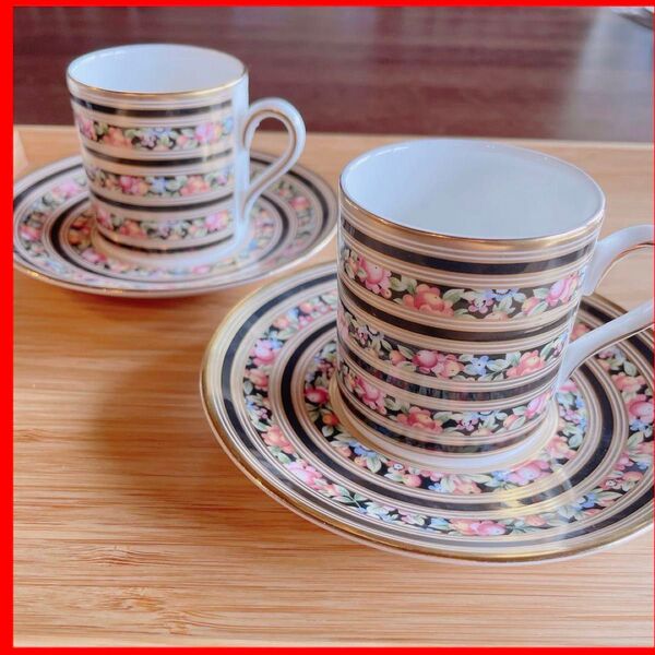 未使用!Wedgwood デミタス カップ &ソーサー 2個セット 希少 ウェッジウッド 花柄
