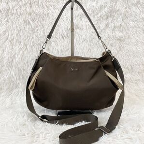 人気 Agnes b. アニエスベー 2wayミニショルダーバッグ ナイロン×レザー 現行品 定価26400円 ワンショルダー