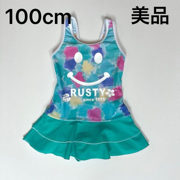 美品 RUSTY ラスティ ワンピース水着 100cm 女の子 キッズ 子供用 スイムウェア 水着