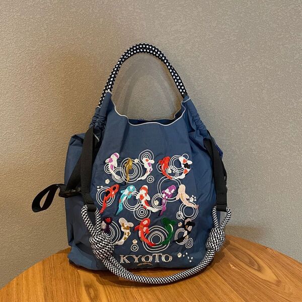 錦鯉刺繍エコバッグM ショルダー付