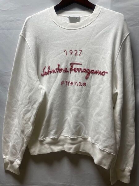 Salvatore Ferragamo スウェット 白 刺繍ロゴ S イタリア製 トレーナー トップス