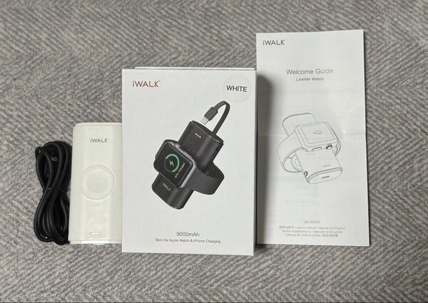 美品】iWALK Apple Watch充電器 モバイルバッテリー 9000mAh ホワイト 白 アップルウォッチ iPhone