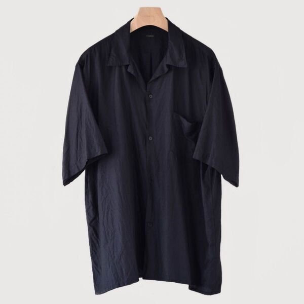 COMOLI (コモリ) ウールシルクオープンカラーシャツ NAVY