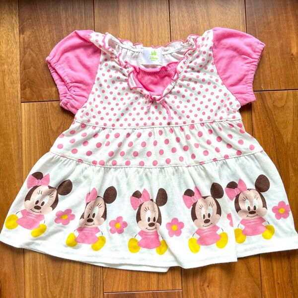 Disney ミニーマウス ベビー服 ピンク ワンピース チュニック トップス