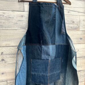 美品★ヴィンテージ風エプロン ワークエプロン デニムエプロンデニム地エプロン