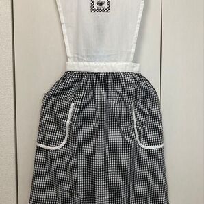 エプロン ギンガムチェック フリル レトロ 千趣会