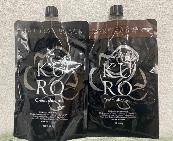 【開封済み】バランローズ KUROクリームシャンプー ナチュラルブラック オマケ ダークブラウン