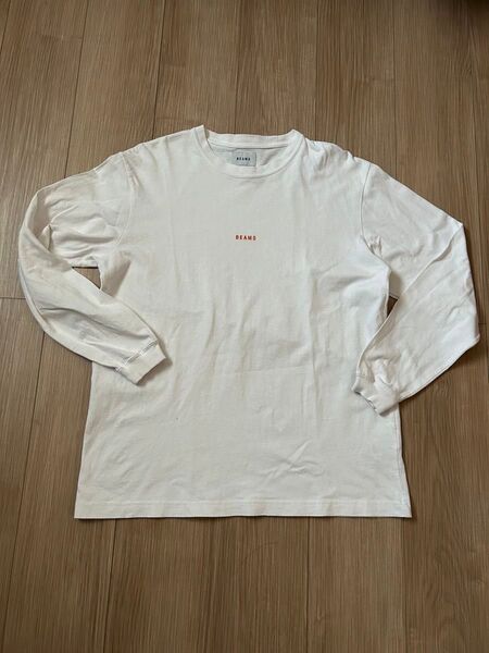 BEAMS ロゴ 長袖カットソー S ホワイト ロンT ロングスリーブ