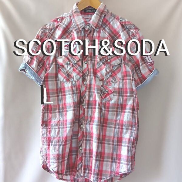 SCOTCH&SODA 半袖ウエスタンシャツ マドラスチェック柄 Lサイズ