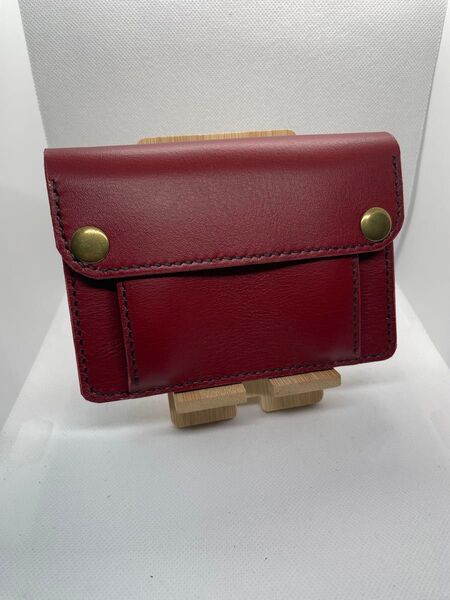 トラッカーウォレット ヌメ革 本革 手縫い レザークラフト ハンドメイド ミドルサイズ 財布