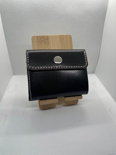 三つ折り財布 ミドルウォレット ヌメ革 ブラウン×グリーン 本革 手縫い 新品未使用