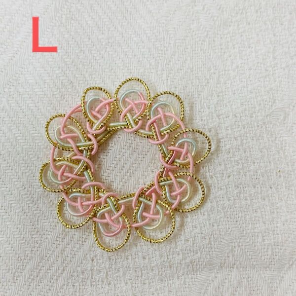 【 L】水引サークルパーツ ネックレス・ペンダントなどに!金ピンクパステル