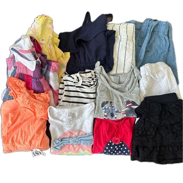 80cmキッズ12点セット女の子ガール夏服まとめ売りワンピース サロペット カバーオール キャミ半袖ノースリーブ デニム フリル