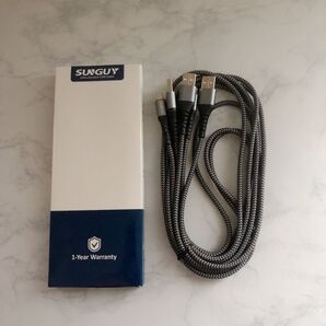 Micro USB ケーブル 1.5m 3本組 急速充電 USB2.0 グレー