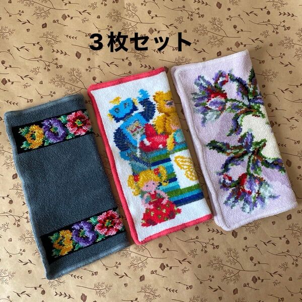 USED FEILERフェイラー タオルハンカチ 3枚セット 花柄 女の子 値下げ交渉不可