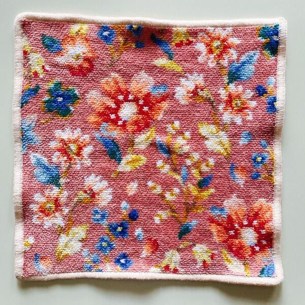 USED美品 FEILERフェイラー タオルハンカチ 花柄 B品 ピンク