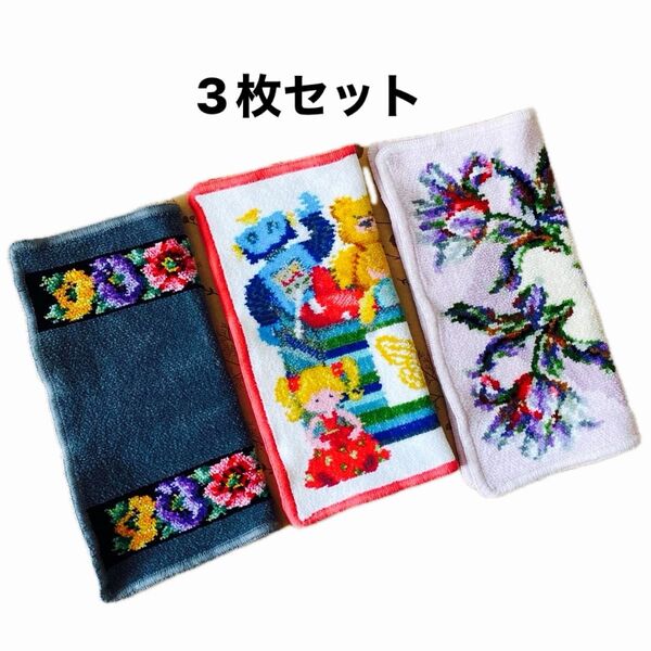 USED FEILERフェイラー タオルハンカチ 3枚セット 花柄 女の子 値下げ交渉不可