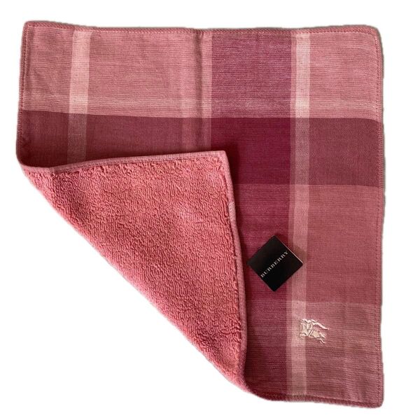 新品 BURBERRY バーバリー タオルハンカチ チェック柄 ピンク ユニセックス