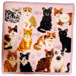 新品 FEILERフェイラー タオルハンカチ マイキュートキトゥン ペールパープル 子猫 値下げ交渉不可