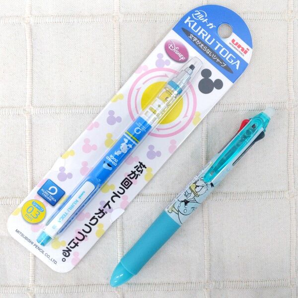 ディズニー ドナルドダック シャープペン & 3色フリクションボールペン 新品