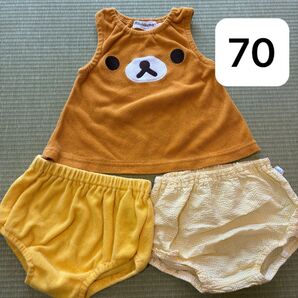 used☆ベビー服3点セット/リラックマセットアップ/ベビーブルマ/ミキハウス