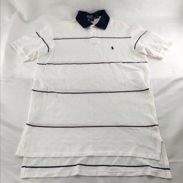 A-1【良品】Polo by Ralph Lauren ラルフローレン 半袖ポロシャツ ホワイト ボーダー サイズM カットソー