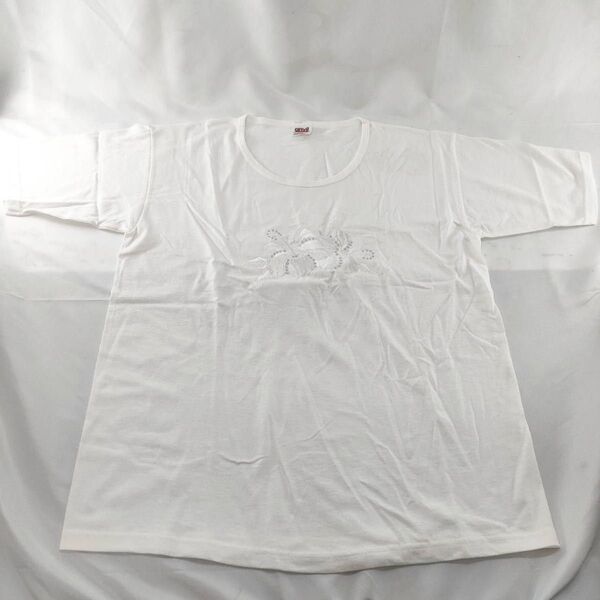 A-5【良品】anvil アンビル 半袖シャツ サイズL Tシャツ 花柄 ホワイト 白 トップス カットソー ヴィンテージ