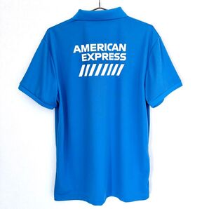 非売品★レア★アメリカンエキスプレス 半袖ポロシャツ L 青 AMEX スタッフ 水色 ブルー 販促 鹿の子 ゴルフ