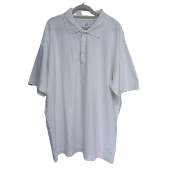 【美品】無印良品 メンズ ポロシャツ XL LL 白 オフホワイト 半袖 シンプル