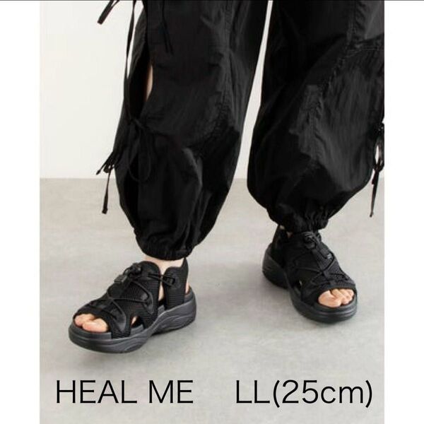 【美品】HEAL ME ヒールミー スポーツサンダル LL 25cm 厚底 軽量 黒 メッシュ 通気性◎