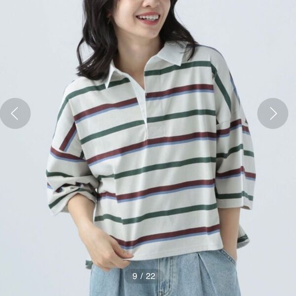 BAYFLOW ラガーシャツ Tシャツ レトロ ゆったり 五分袖 七分袖 半袖ポロシャツ 夏服 オシャレ カットソー ベイフロー